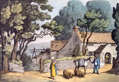 Een huisje in het hertogdom Cornwall, 1822 door Thomas Rowlandson